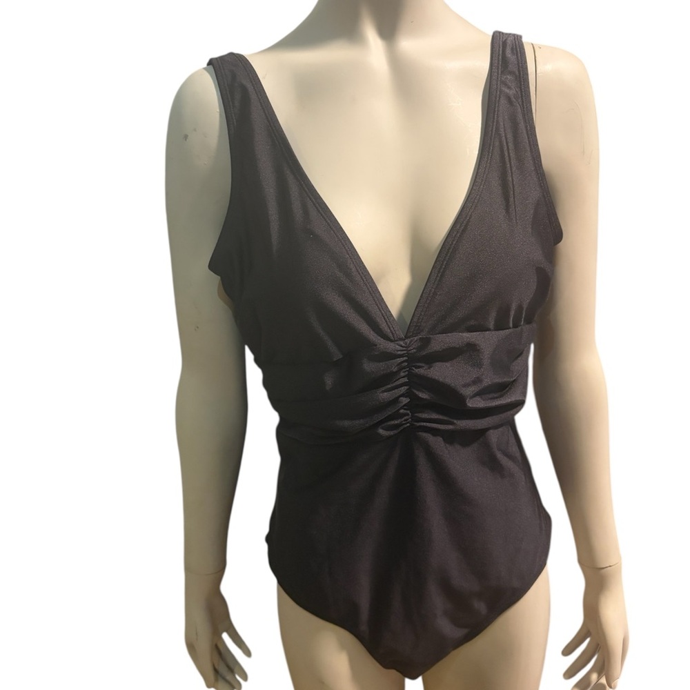 YOUR BEST LOOK size 14 women’s, 1 piece shirred waist swimsuit in black.like new